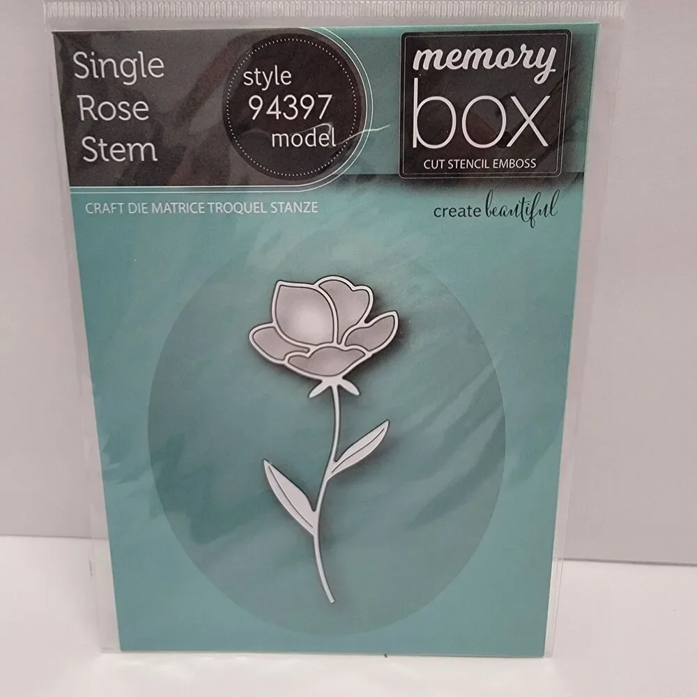 Memory Box English Rose Stem & Single Rose Stem Craft Die Set of 2 NEW